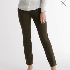 NWT Quince Dark Olive Straight Leg Ultra Stretch Ponte Pants